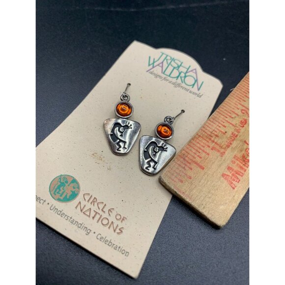 Trisha Waldron Kokopelli Earring Dangles Southwestern Native Fertility Figure - Picture 4 of 6